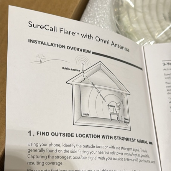 NWT SURECALL FLARE OMNI ANTENNA CELLULAR SIGNAL AND DATA BOOSTER 2500 SQ FT - Picture 15 of 16